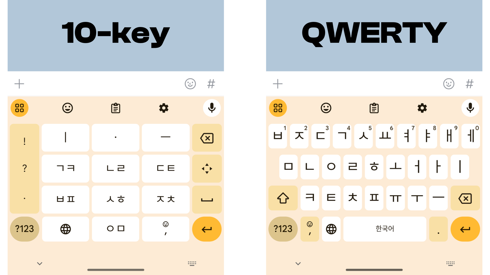 korean mobile layout 10-key vs QWERTY